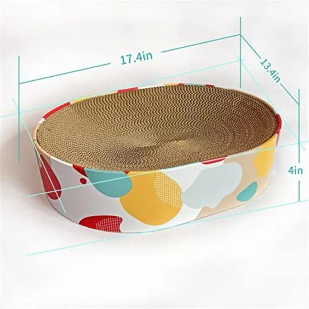 Cat Scratcher Lounge Bed Oval Cardboard Scratching Pad Cat Couch 17x13